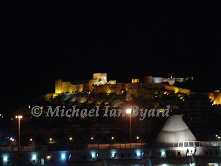 Almeria castle at night